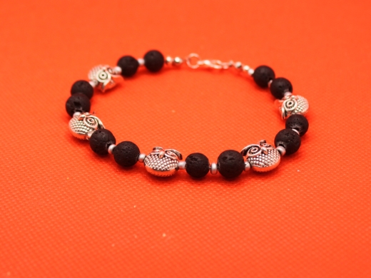 Eulenarmband mit Lavaperlen