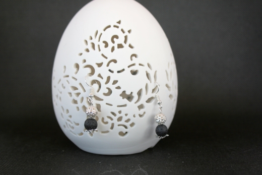 Lavaperlen-Ohrringe mit Strassperlen