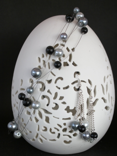 Glasperlen-Set silber