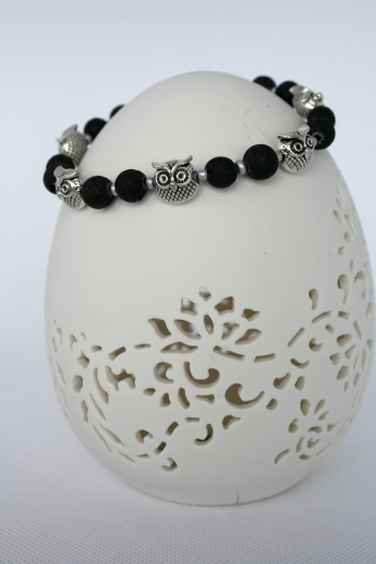 Lavaperlen-Armband mit Eulen