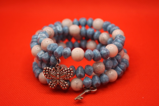 Armband mit Acrylperlen in Türkis und Howlith