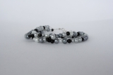Armband Glasperlen dreireihig schwarz-grau-silber