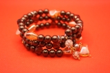 Wickelarmband in Braun mit Strassperlen