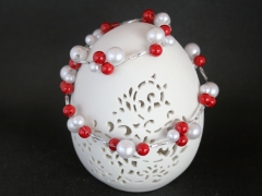 zweireihige rot-weiße Halskette