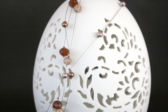 Schwebeperlen-Halskette vierreihig braun