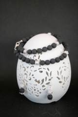 Lavaperlen-Ohrringe mit Strassperlen