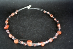 Glasperlen-Halskette dreireihig in Kaffeebraun