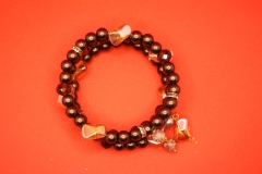 Wickelarmband in Braun mit Strassperlen