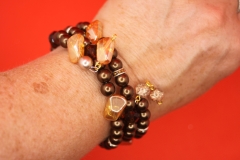 Wickelarmband in Braun mit Strassperlen