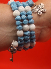 Armband mit Acrylperlen in Türkis und Howlith